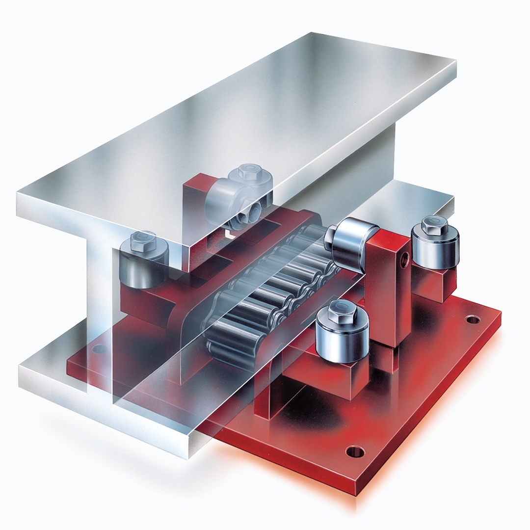 Walzwagen mit Fuhrungs und Stutzrollen